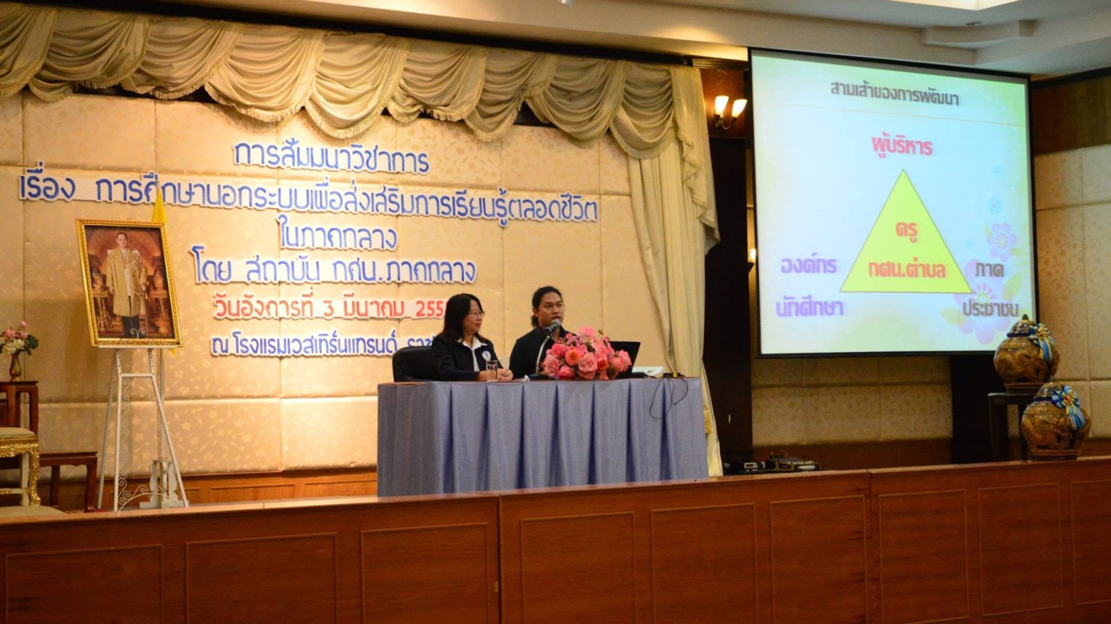 นำเสนอผลสำเร็จการพัฒนาตำบลในเวทีสัมมนาวิชาการการศึกษานอกระบบเพื่อการเรียนรู้ตลอดชีวิตในภาคกลาง
